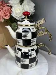 Dama Model Emaye Mini Çaydanlık Takımı