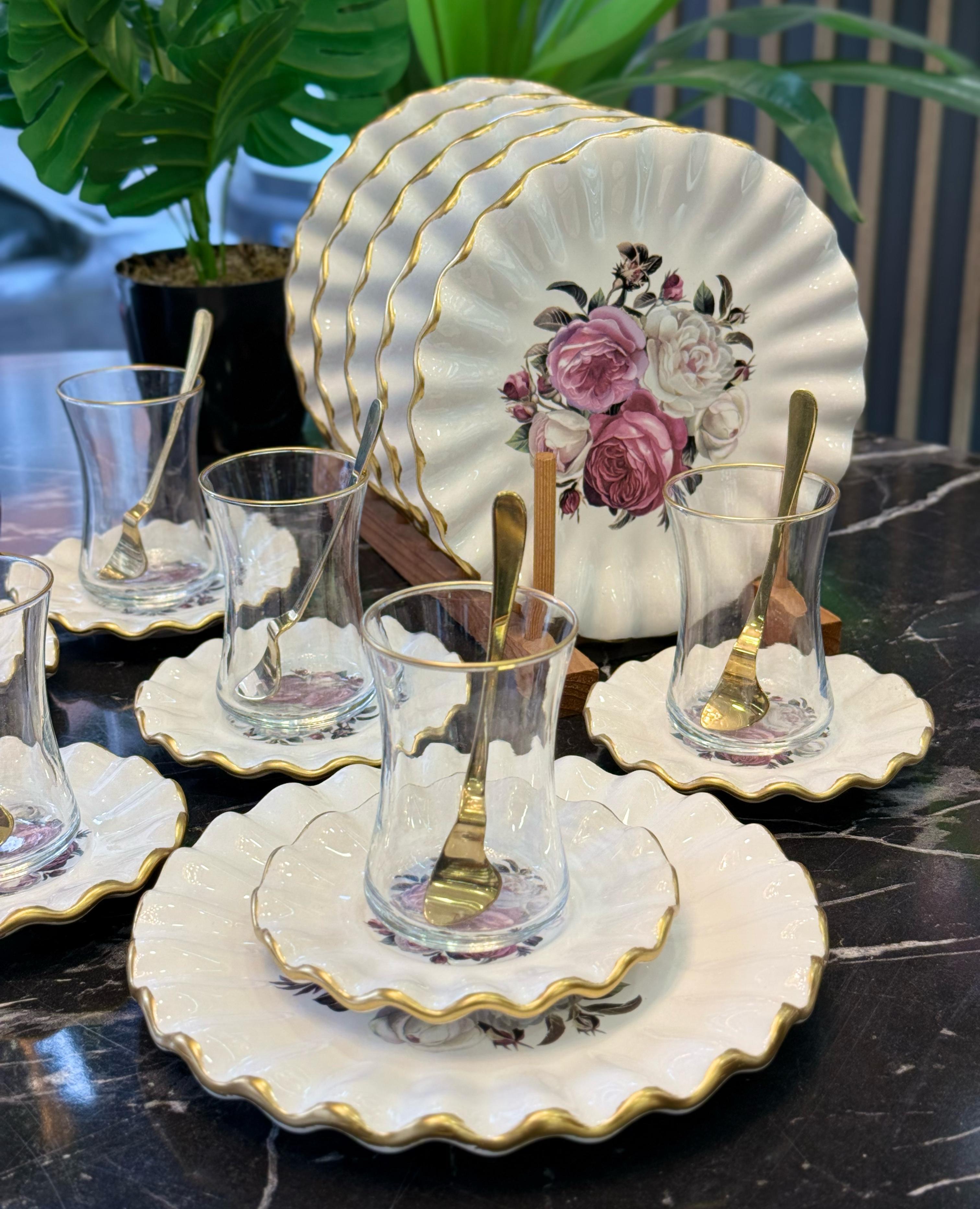 18 Parça Fold Pasta Çay Saati Seti Gold